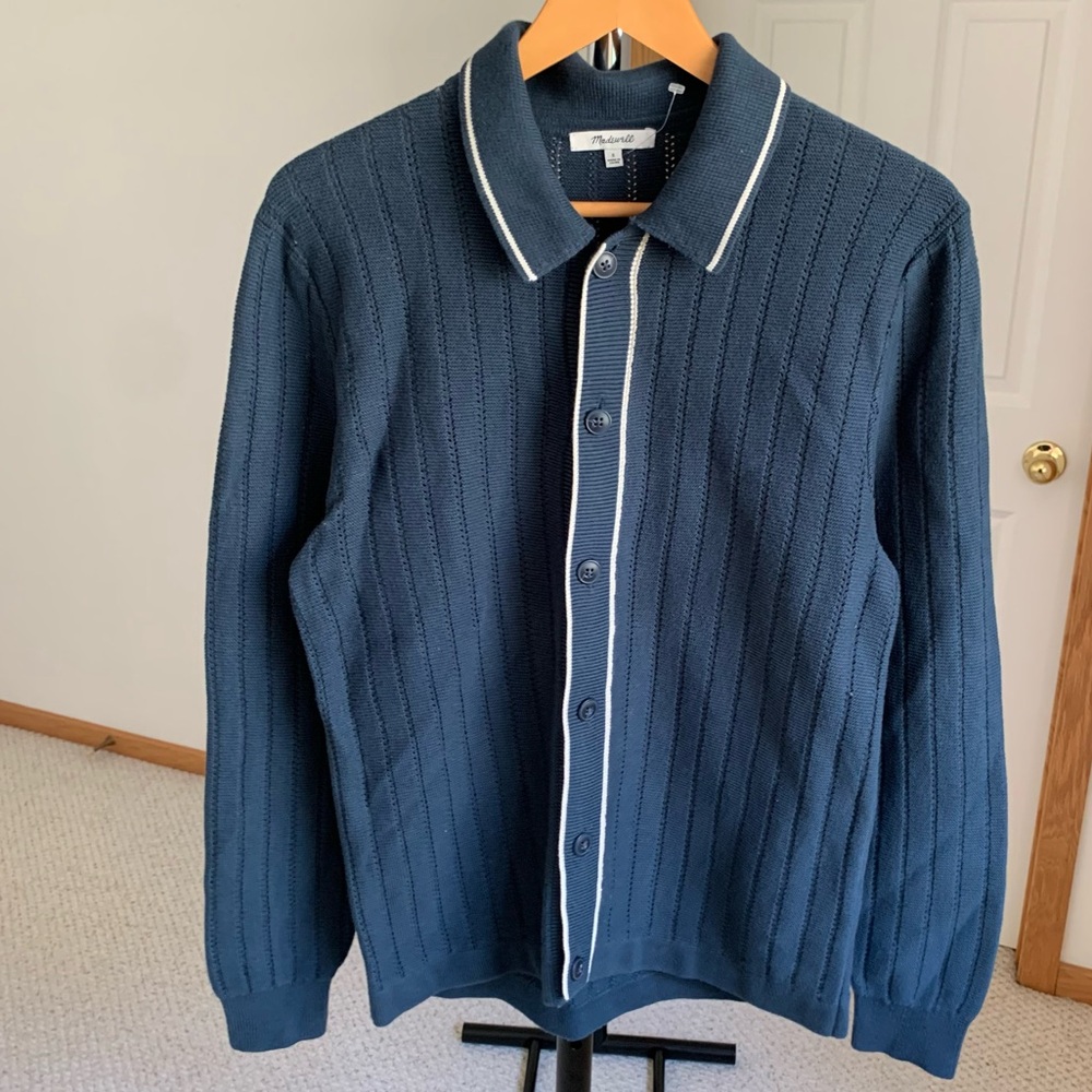 Madewell Button Up Long Sleeve Sweater Polo Shirt Men’s Small